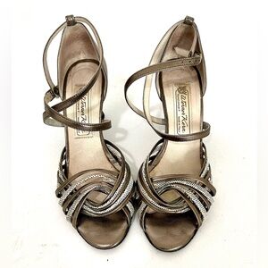 Elegant Bronze Strappy Latin Ballroom Dancing Tango Heels